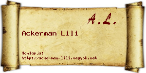 Ackerman Lili névjegykártya